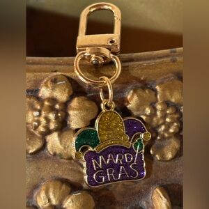 💜💚💛 Mardi Gras Themed Keychain /Bag Charm with Purple, Green, and Gold Accents